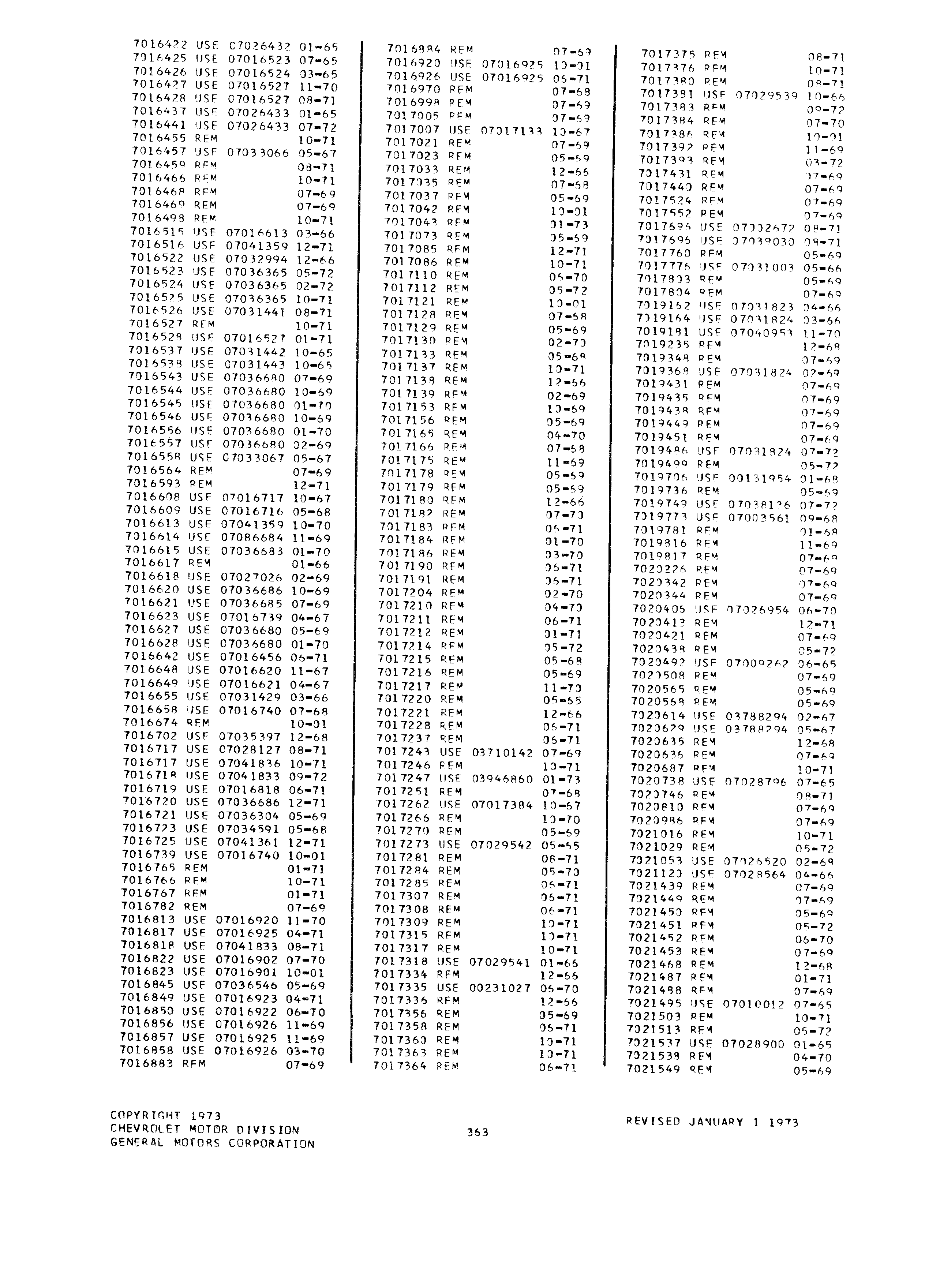 Parts History Catalog P&A 30H January 1973